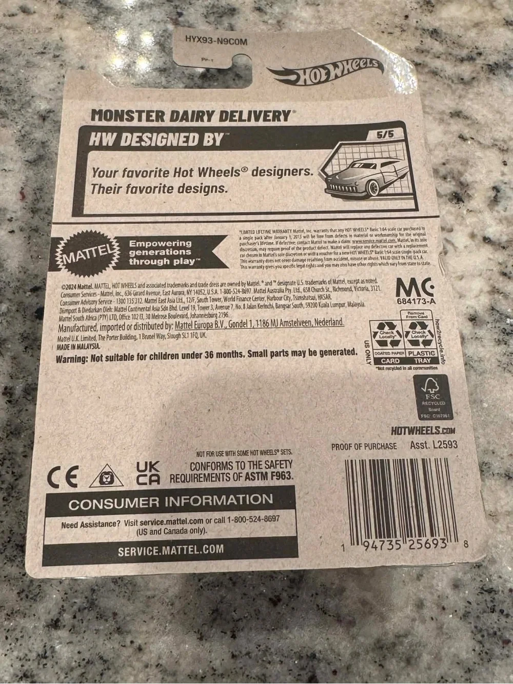 Hot Wheels Monster Dairy Delivery - Light Blue Die-Cast Monster Truck